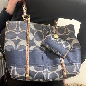 Authentic Coach Logo Shoulder bag and matching purse set